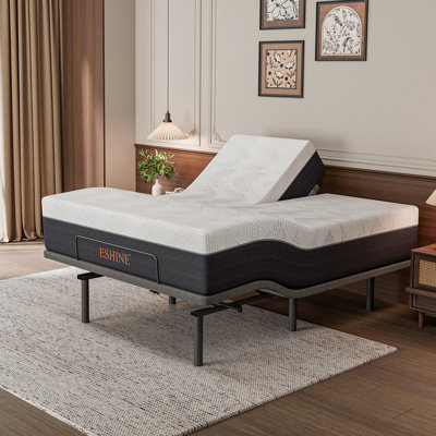 Structure de lit réglable avec matelas en mousse à mémoire de forme de 14 po, gravité zéro, massage, télécommande sans fil et contrôle des applications, gris urbain E3100