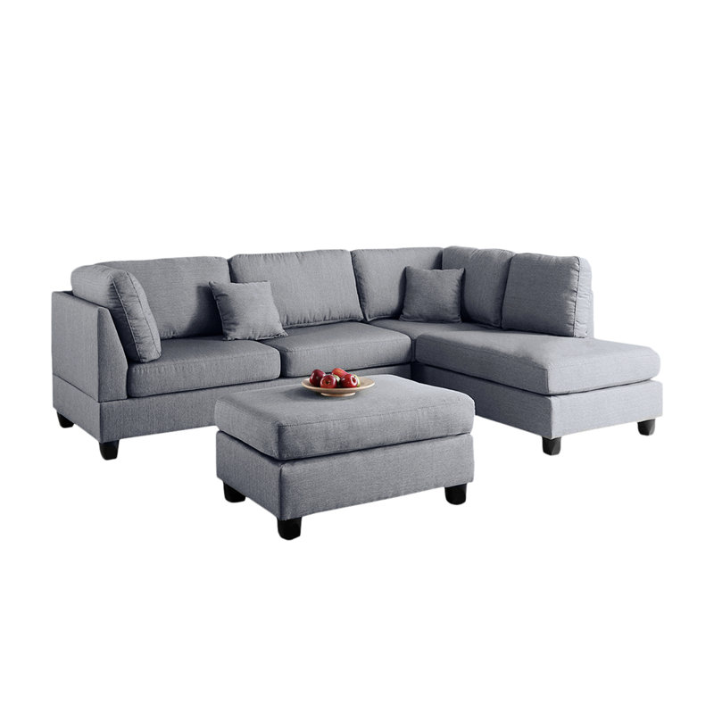Reversible Polyfiber Sectional Sofa With Ottoman