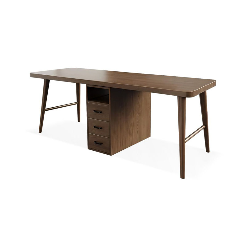 Bureau rectangulaire en bois massif avec tiroirs Walnut, H 29,53 po x l 70,87 po x P 23,62 po