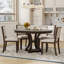 Ensemble 5 pièces de table de salle à manger rétro et table ronde avec 4 chaises rembourrées, extensible-923338015