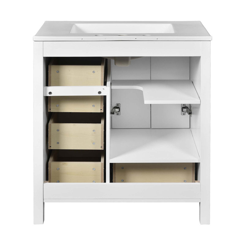 Meuble-lavabo sophistiqué avec rangement abondant et mécanisme de fermeture en douceur