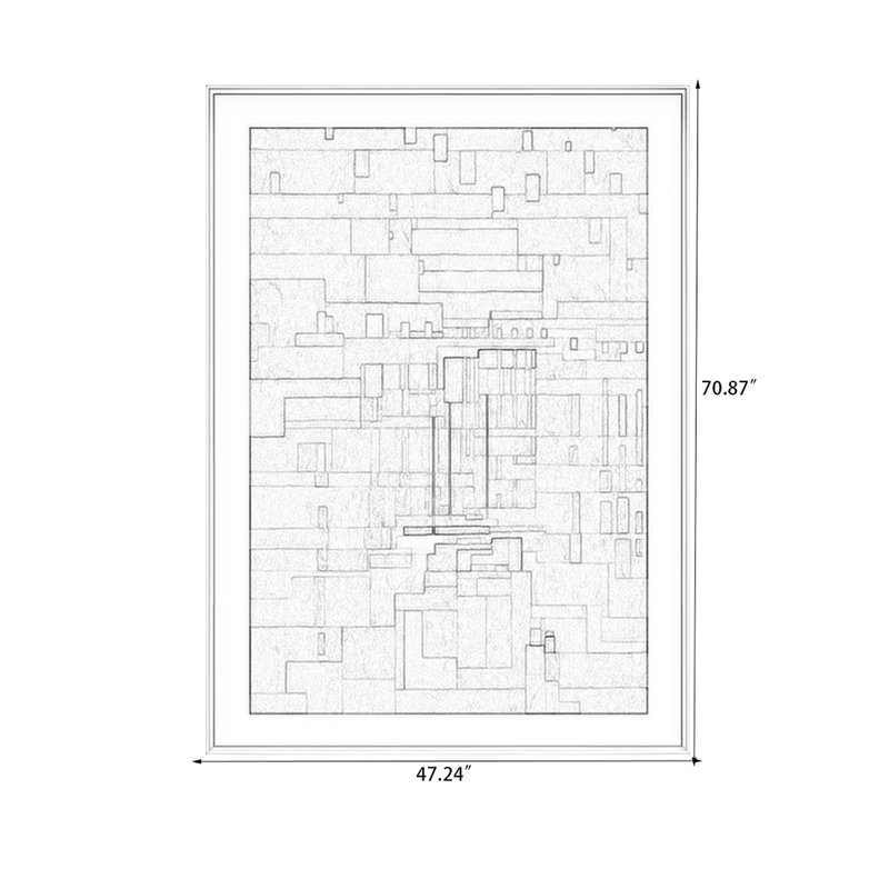 Art mural rectangulaire moderne moderne minimaliste géométrique sur toile Cityscape, H 70,87 po x l 47,24 po