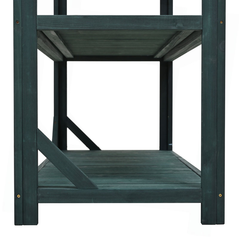 Grande table de rempotage en bois 65 po pour l'extérieur, Vert forêt