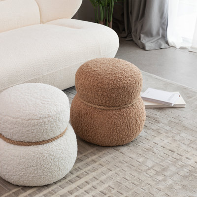 Tabouret de bonhomme de neige blanc WKJ1Y, coussin moelleux Greig, ludique et mignon, adapté à tout espace
