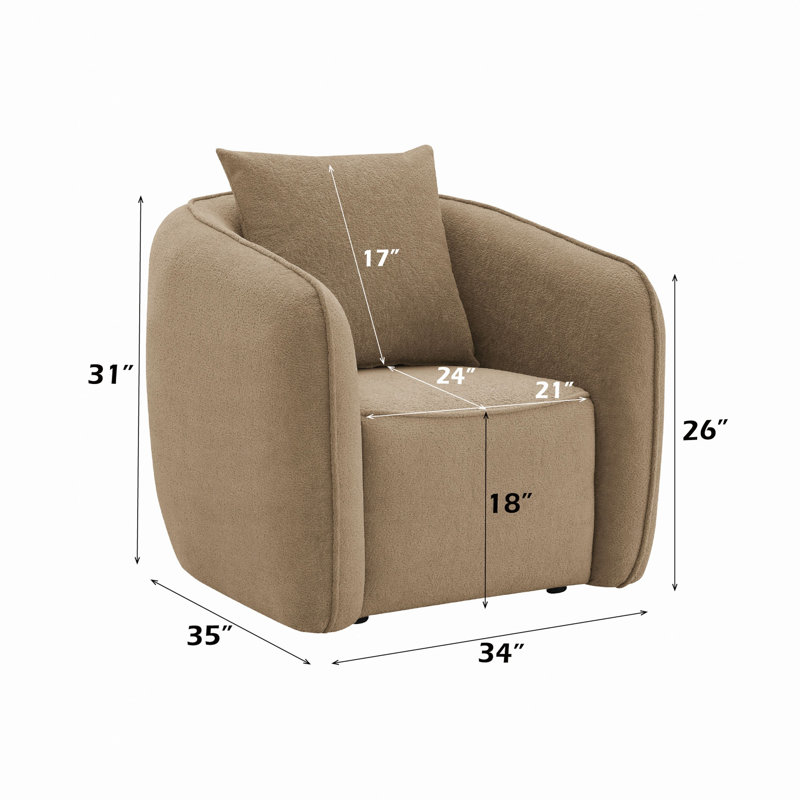 Chaise en chenille avec coussin Keith, Chenille brun