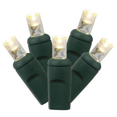 100 Commercial Grade LED Wide Angle Christmas Lights - Green Wire