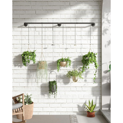 Pot à fleurs suspendu pour plantes d'intérieur avec 6 chaînes suspendues, noir