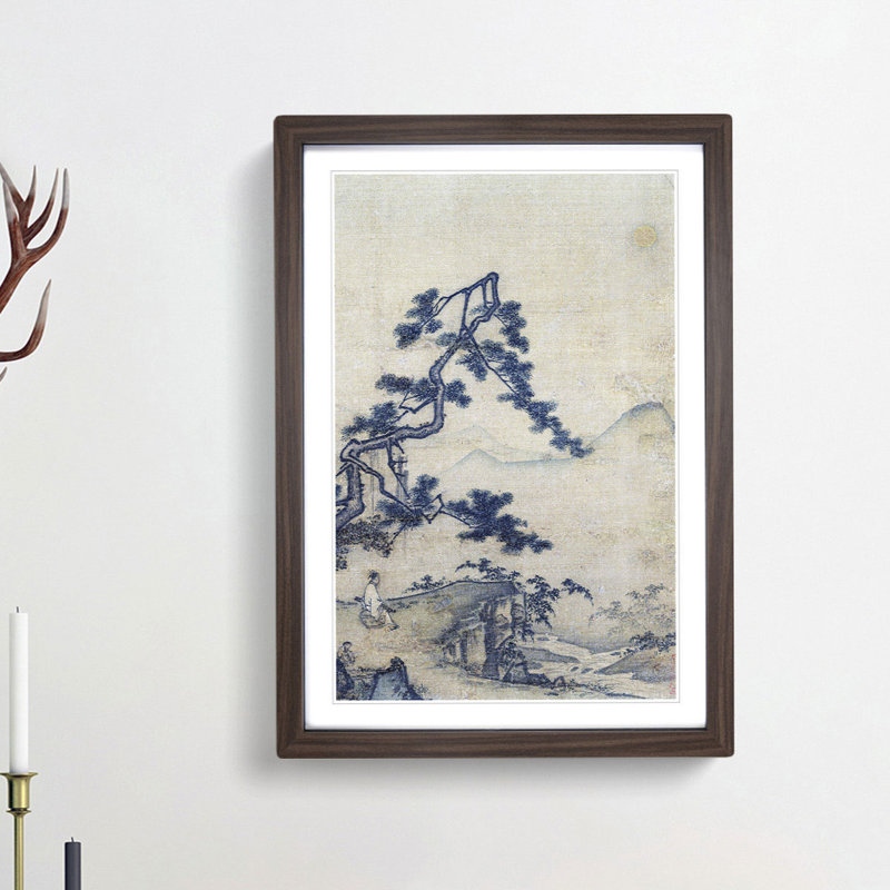 Viewing the Moon by Ma Yuan - Framed Print, 48cm H x 36cm W x 2cm D, Walnut Framed