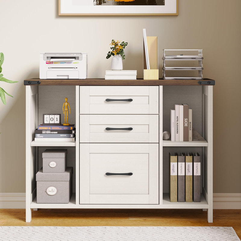 34.65 " Wide Storage Cabinet with, White