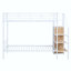 Lit superposé simple en métal avec échelle de rangement latérale et garde-robe, blanc