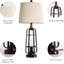 Ensemble de 2 lampes de table de salon 28,7 "avec ports USB - Design industriel bronze rustique