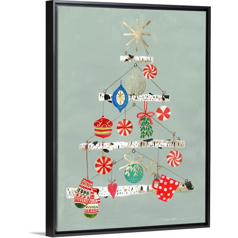 Bouleau suspendu-reproduction d’art sur toile, Cadre noir, 42" H x 32" W x 1.75" D