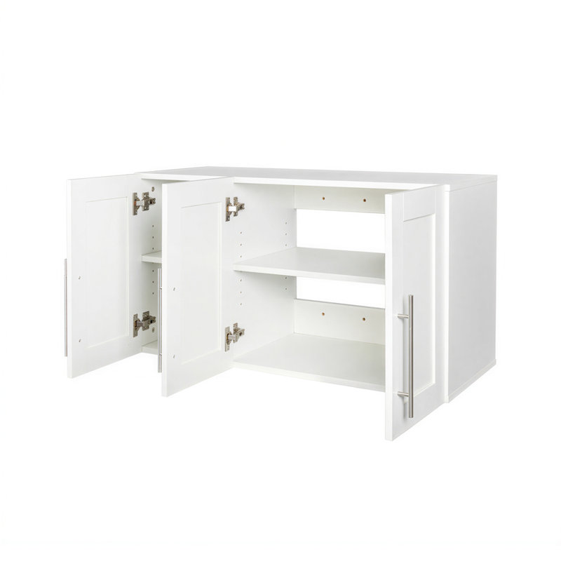 Armoire de rangement murale blanche 35,43 "avec portes, armoire de rangement moderne avec tablettes