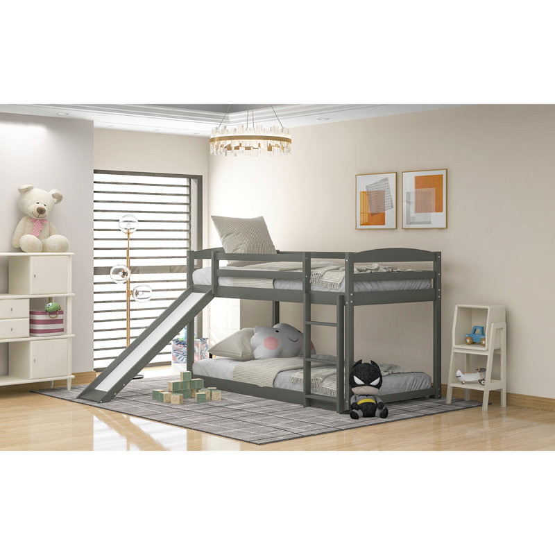 Lit superposé avec glissière convertible et échelle, Gris