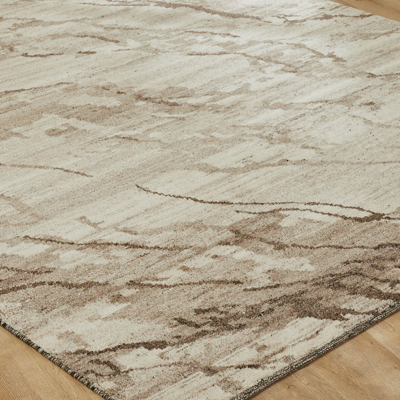 Nomad Haven Wool Hand Knotted Area Rug in Mocha Marble, 4' x 6'