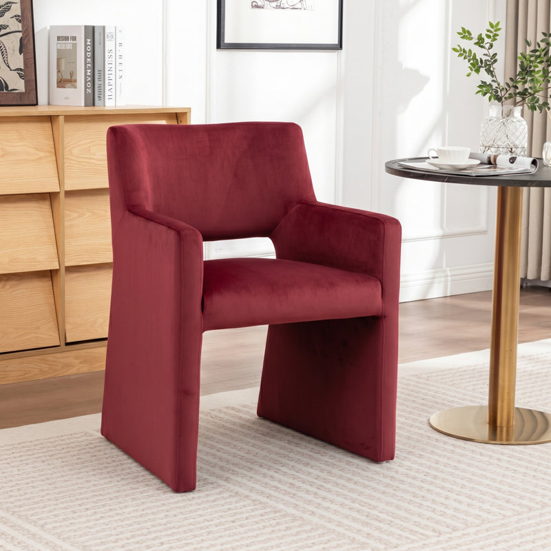 Chaise rembourrée en velours Hambrook, Red