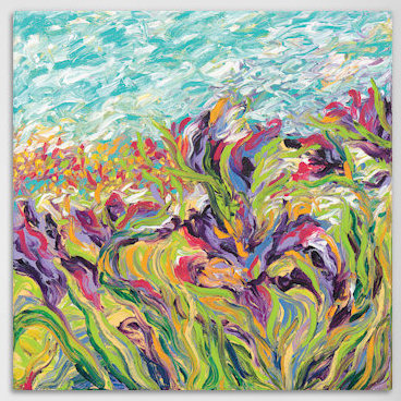 « iris scott-irises i », reproduction d’art sur toile tendue, H 18 po x l 18 po x P 1,5 po, Toile encadrée noire
