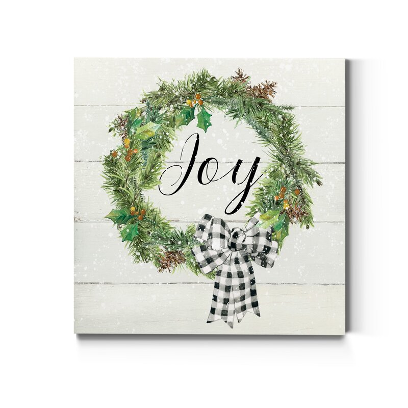 The Holiday Aisle® Wreath Joy Framed On Canvas Print | Wayfair