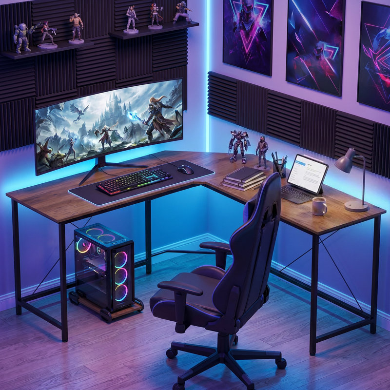 L-Shaped Steel Computer Desk