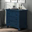 Table de bout pratique en bois avec 3 tiroirs et armoire bleue, polyvalente pour les maisons modernes-147402256-147402271