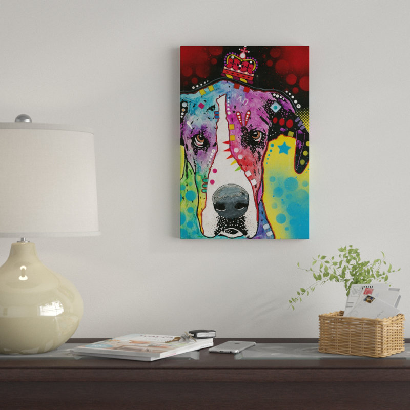 «Great Dane II», impression sur toile, H 24 po x l 16 po x P 1 po, Papier d'art encadré noir, Blanc
