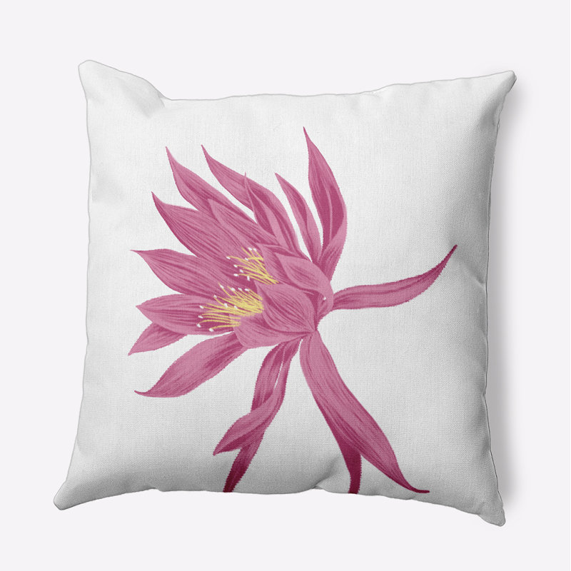 Cuban Flare Floral Outdoor Reversible Throw Pillow, Pink, 16" x 16"