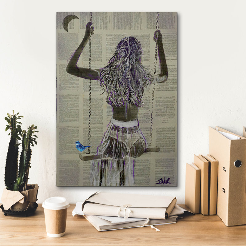 «The Swing» par Loui Jover, art mural sur toile, H 26 po x l 18 po x P 0,75 po