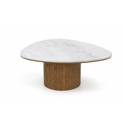 Jade 36" Organic Coffee Table - Almond Oak and Calacatta Marble