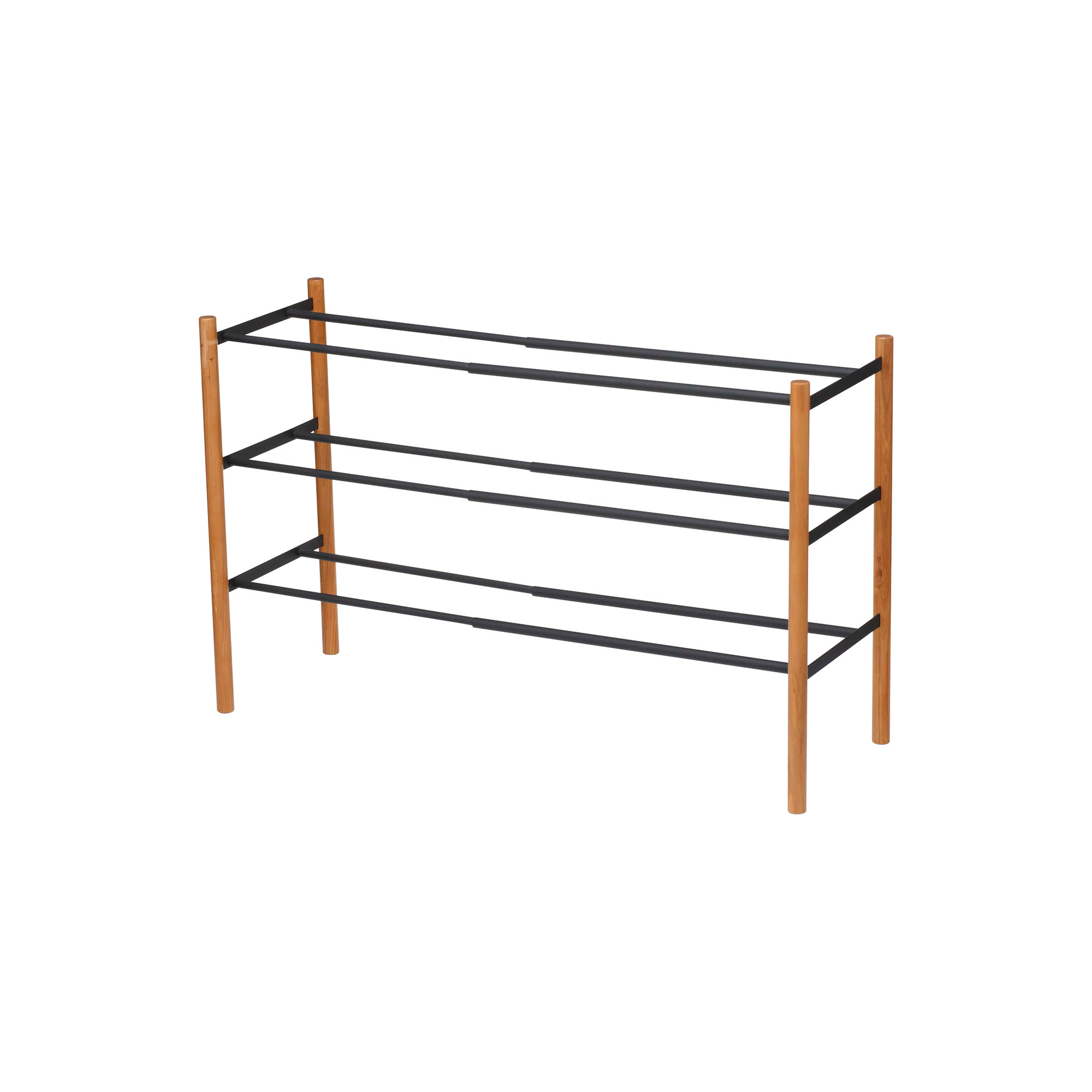 Yamazaki Home Expandable 3-Tiered Space Saving Shoe Rack, Steel,  Holds 12 to 16 Shoes, Black