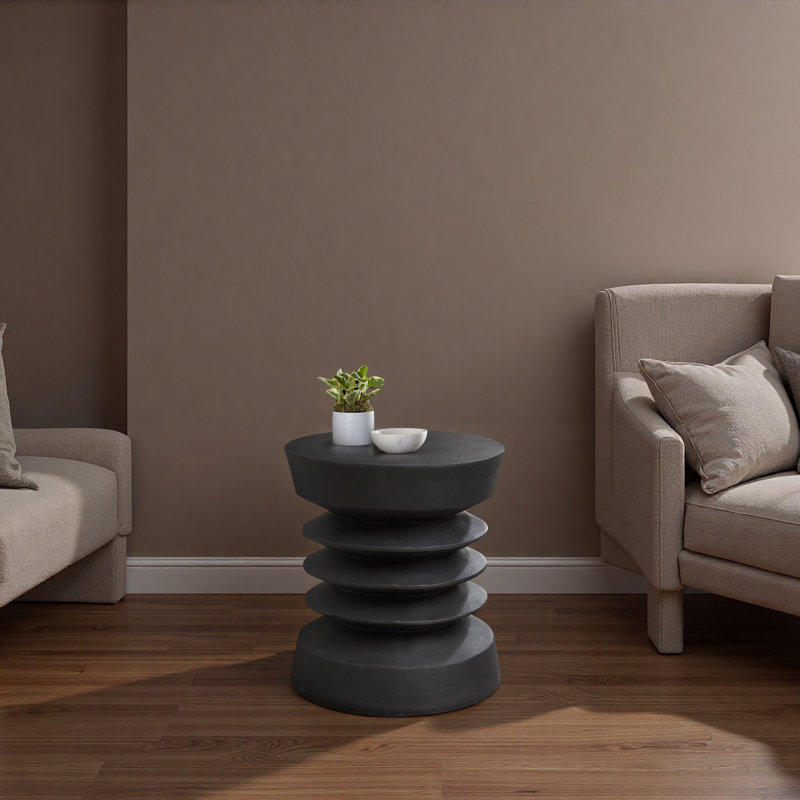 Accent Table, 25"H, Indoor Or Outdoor, Side Table, End, Bedroom, Living Room, Nightstand, Round, Contemporary, Modern, Black