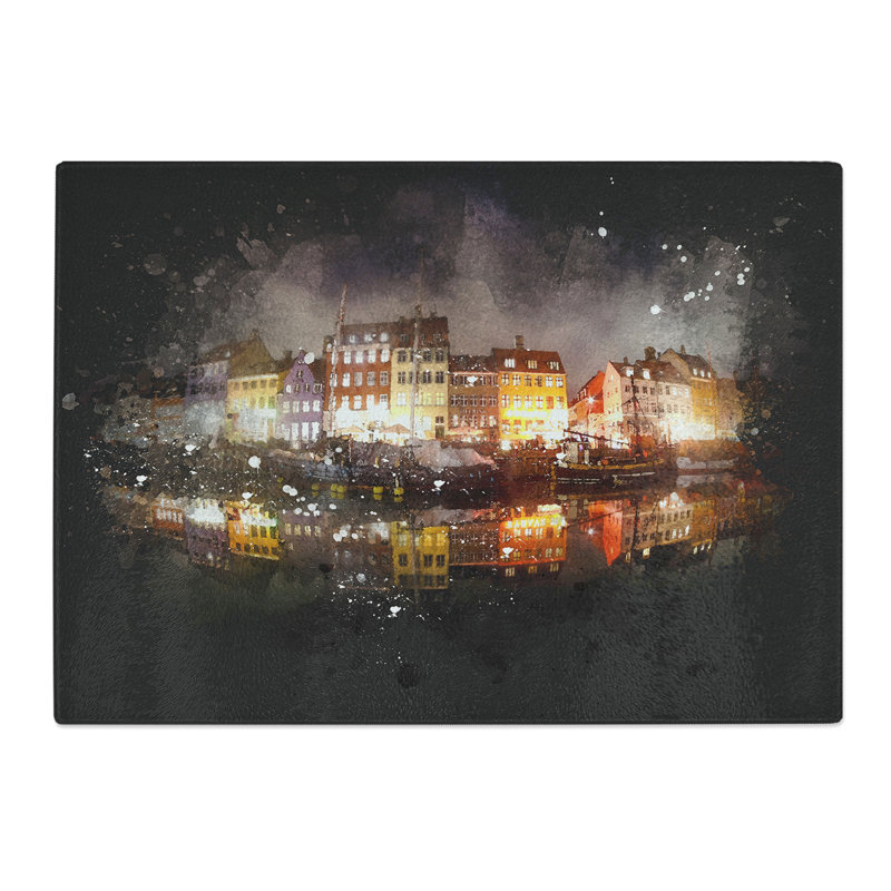 Tempered Glass Nyhavn Canal in Denmark Chopping Board, 28.5 cm x 39 cm