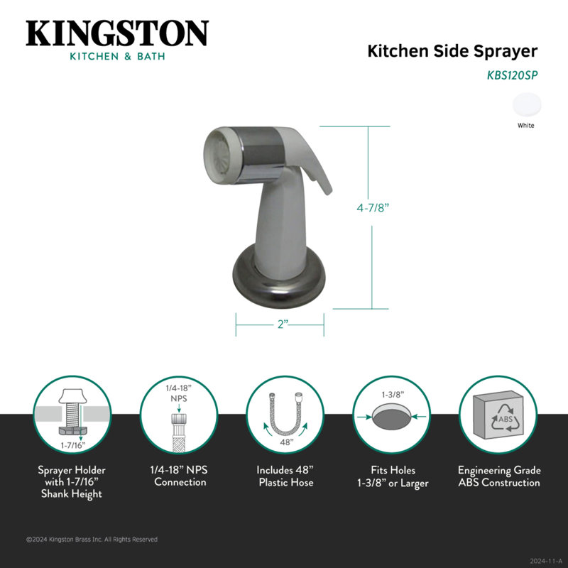 Robinet de cuisine Kingston, Blanc