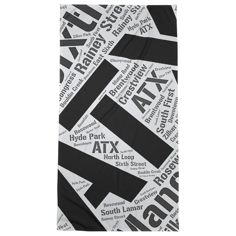 Bath Towel, Black, Microfiber, Austin