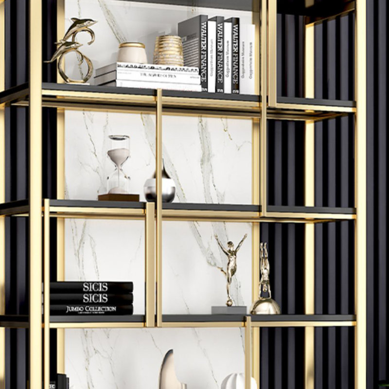 Oldbury, (4 Shelves) 78.7"H x 47.2"W x 11.8"D, Black/Gold