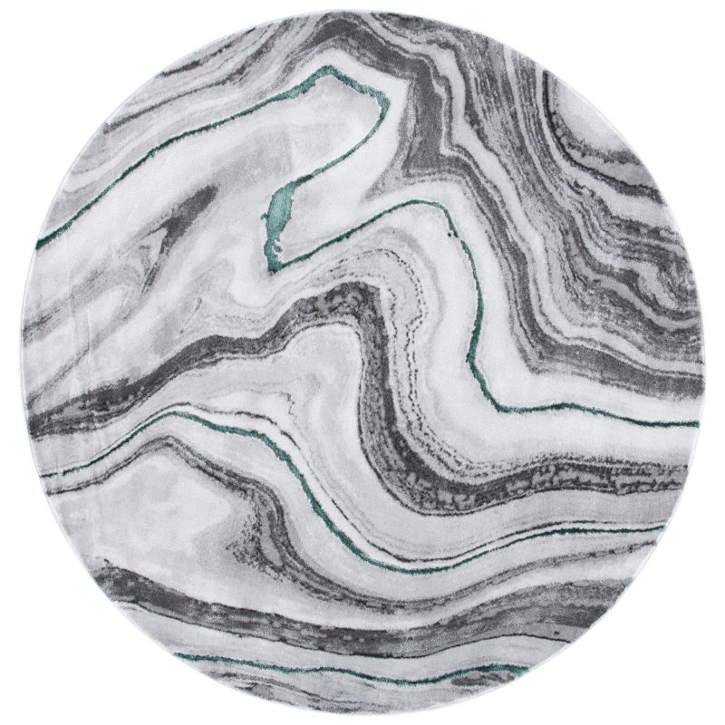 Fluery Performance Abstract Rug, Round 5'3"