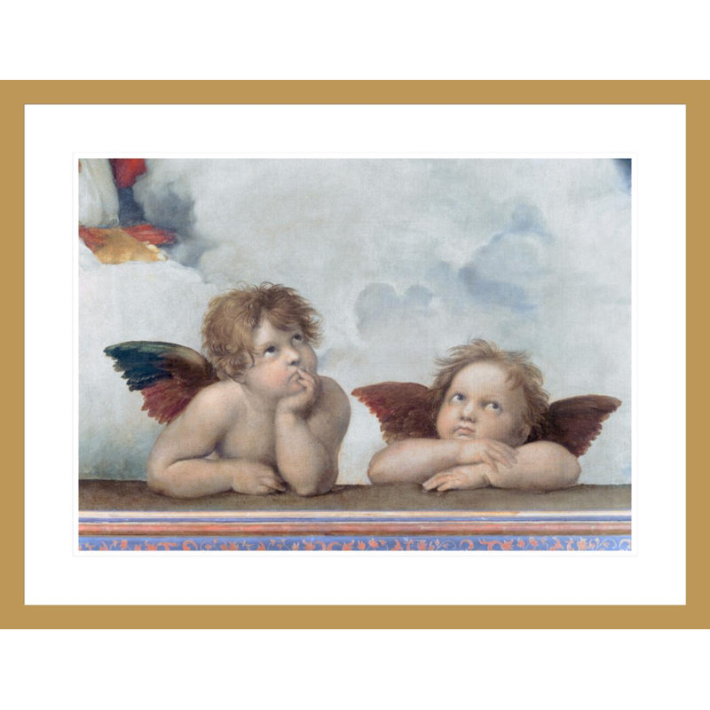 Putti de la Madone Sixtine par Raphael, H 22,82 po x l 29,5 po
