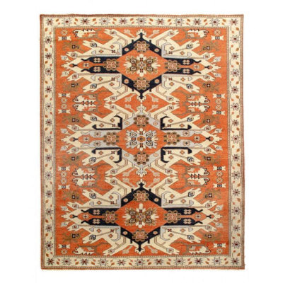 Tapis oriental brun / brun en coton et en laine noué à la main 7 pi 11 po x 10 pi 1 po Oriental