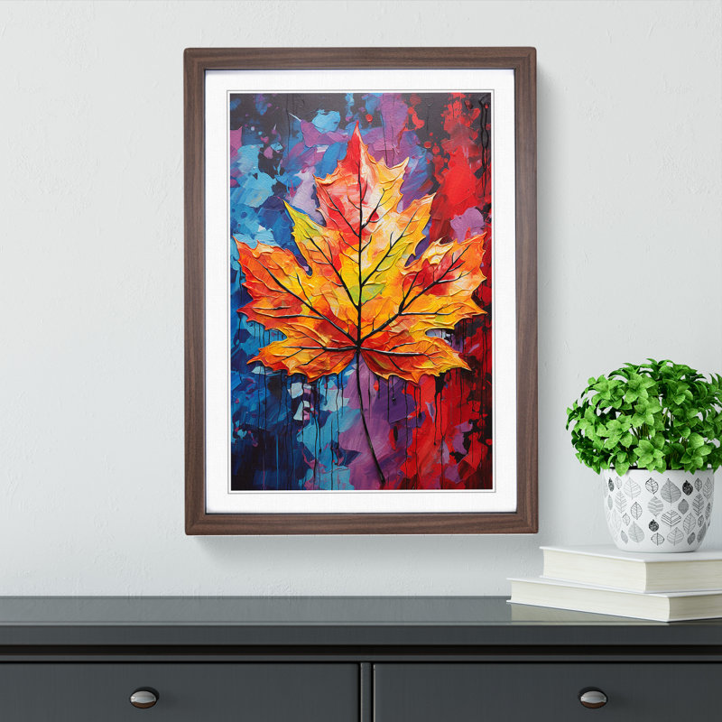 Leaf Expressionism No.2 - Framed Print, 64cm H x 46cm W x 2cm D, Walnut