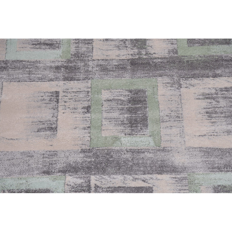 Tapis oriental gris à motif géométrique transitionnel 2X3, Carré 9 pi 10 po