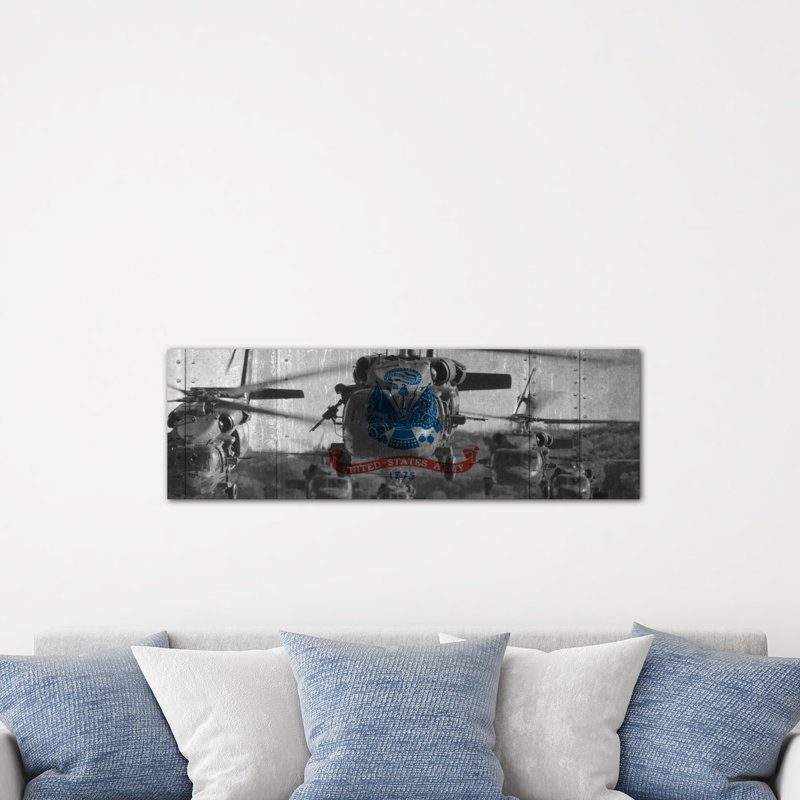 « flags armée blackhawk-hélicoptère », impression sur toile tendue, H 12 po x l 36 po x P 1,5 po, Toile tendue