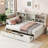 Twin Size Bed Frame With Side Bookshelves, Two Drawers, And Built-In USB Port-1810351072