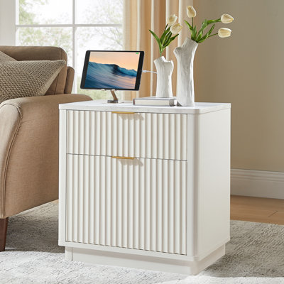 23'' Fluted Nightstand With Mid-Century Modern