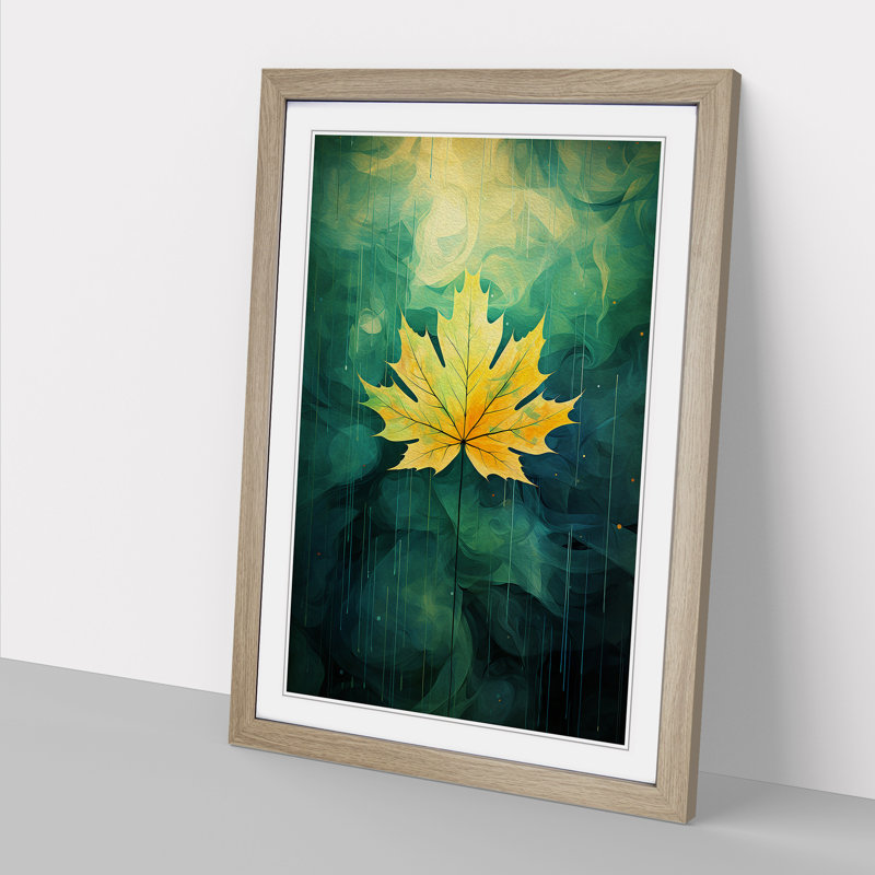 Leaf Futurism - Single Picture Frame Print on Wood, 46cm H x 34cm W, Oak Framed