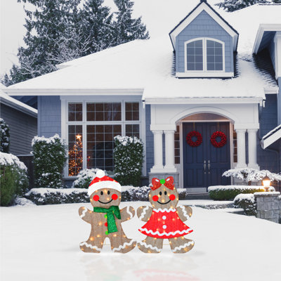 35" Pre-Lit Gingerbread Cookie Couple