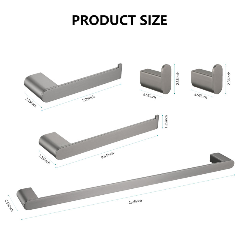 5 - Piece Bathroom Hardware Set, Gun Ash