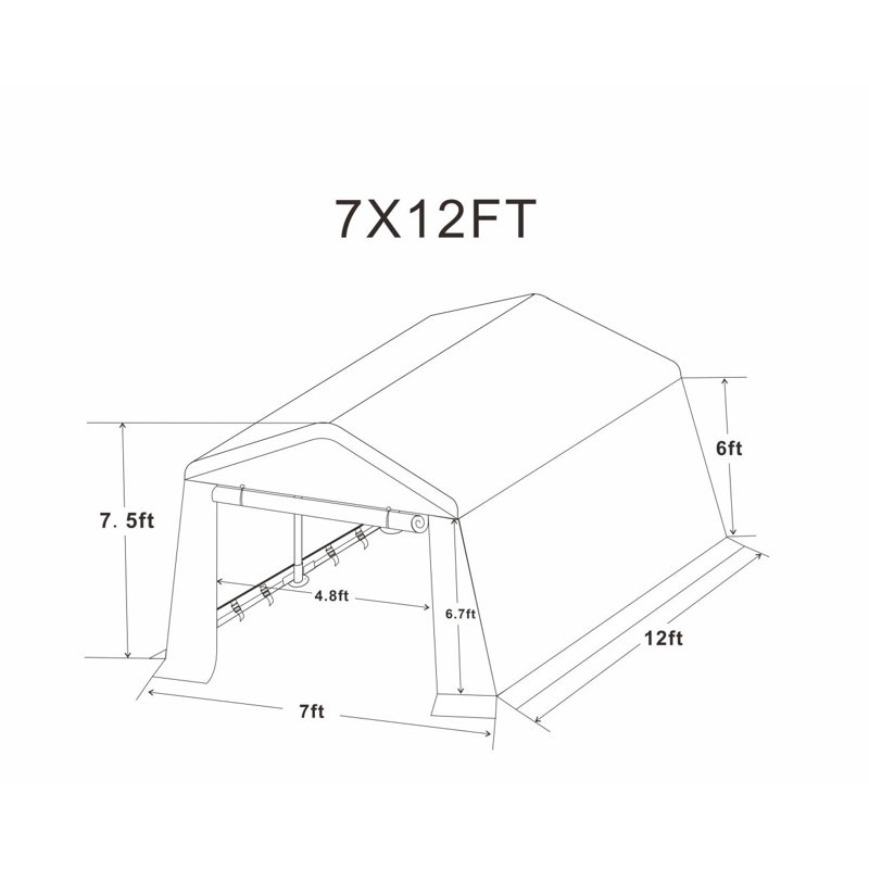 7X12ft Outdoor Portable Gazebo Storage Shelter Shed With 2 Roll Up Zipper Doors & Vents Carport For Motorcycle Waterproof And UV Resistant Anti-Snow Portable Garage Kit Tent, Sand