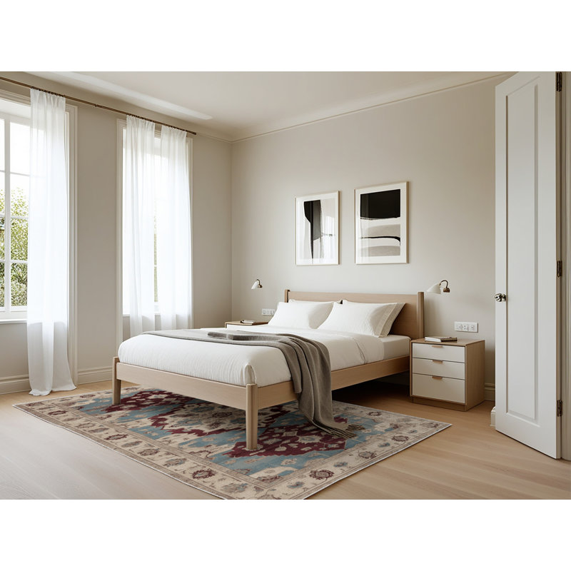 Tapis beige surteint lavable à la machine, Rectangle 5 pi x 7 pi