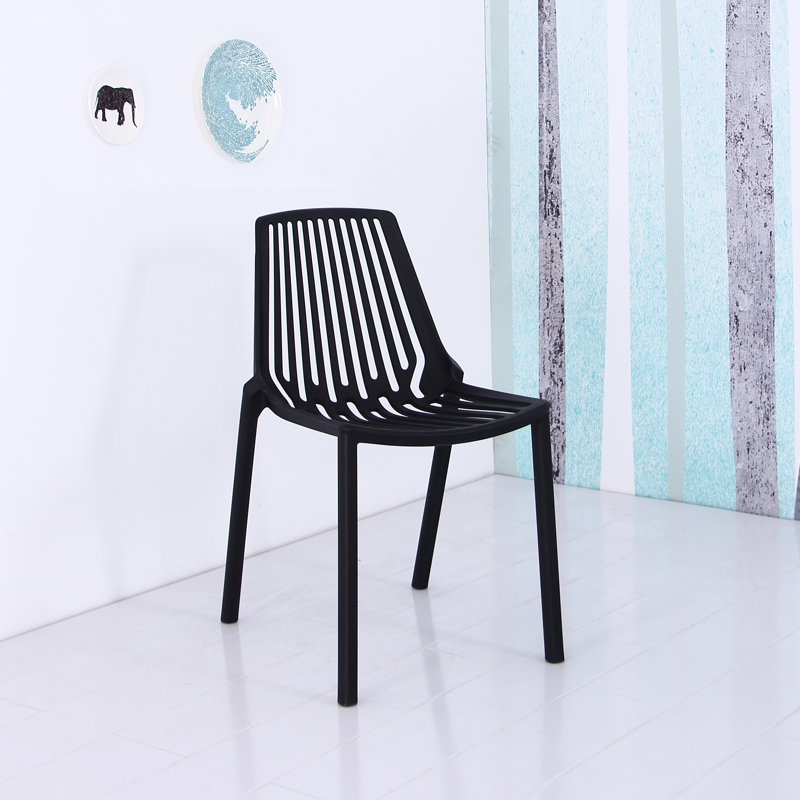 Leopoldo 17'' H Stacking Side Chair, Black