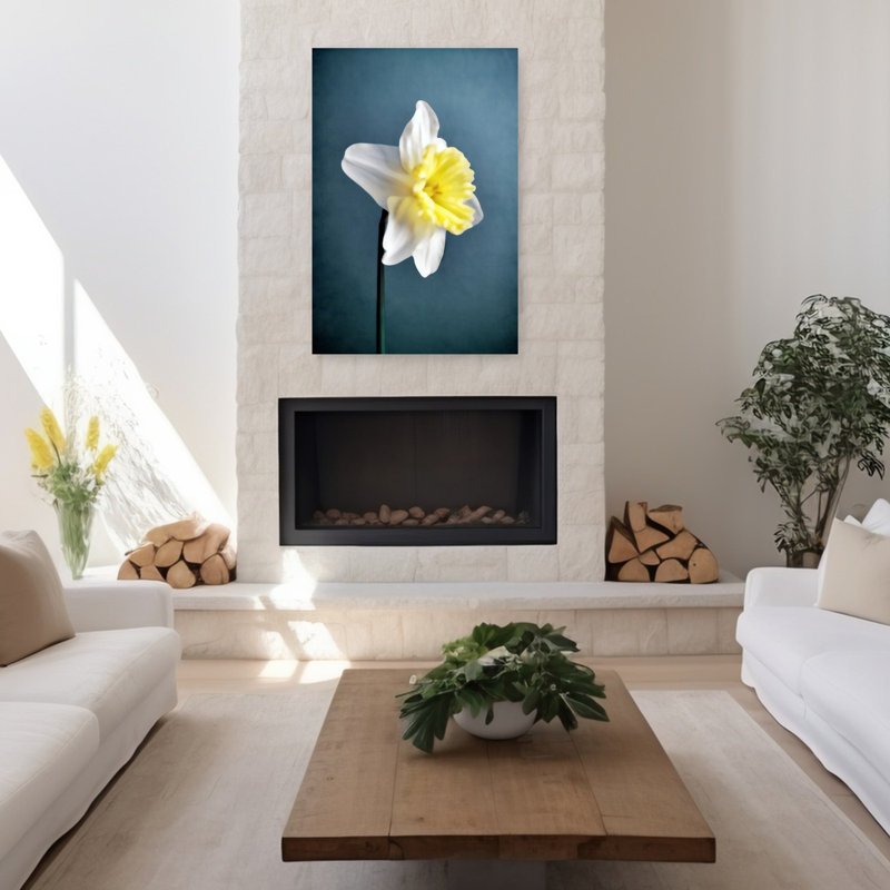 Art contemporain avec art floral, H 48 po x l 32 po