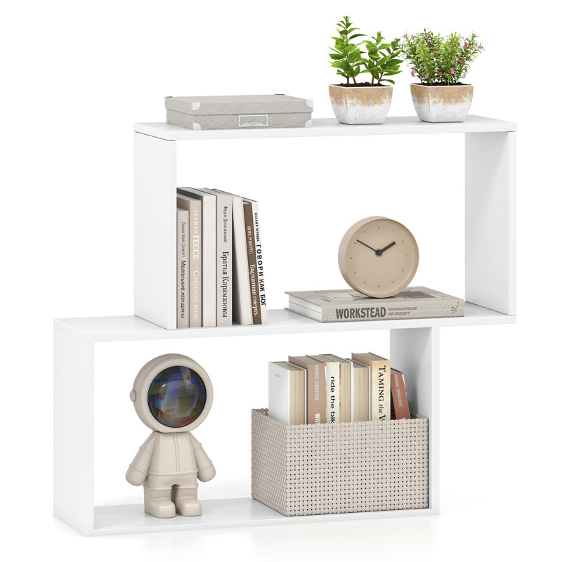 70cm H x 80cm W Geometric Bookcase, White